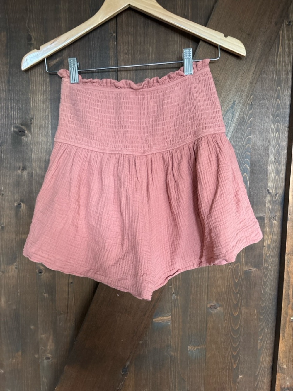 Smocked High Waisted Gauze Shorts